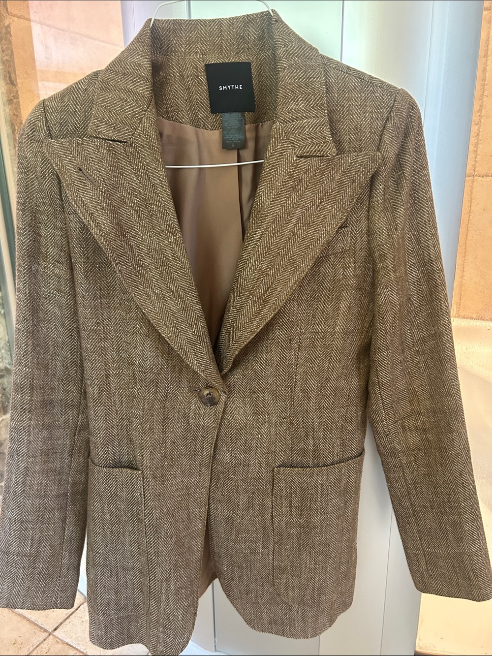 Smythe Brown Herringbone Linen Blazer